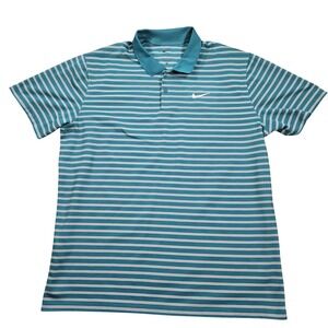 Nike Golf Polo Shirt Mens XL Green Stripe Dri-FIT Performance DH0829-367